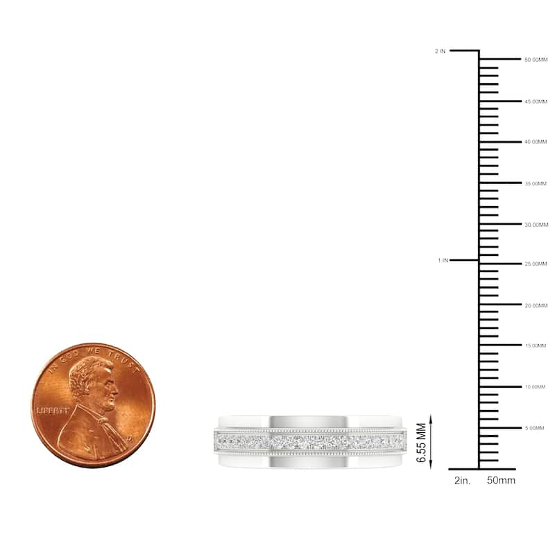 1/4ct TDW Diamond Accented Wedding Band in 10K White Gold for Men