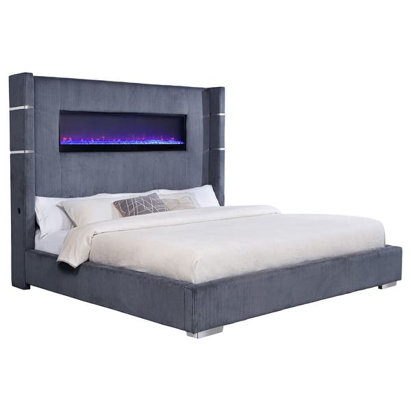 Tisdall 67-inch Upholstered Fireplace Bed