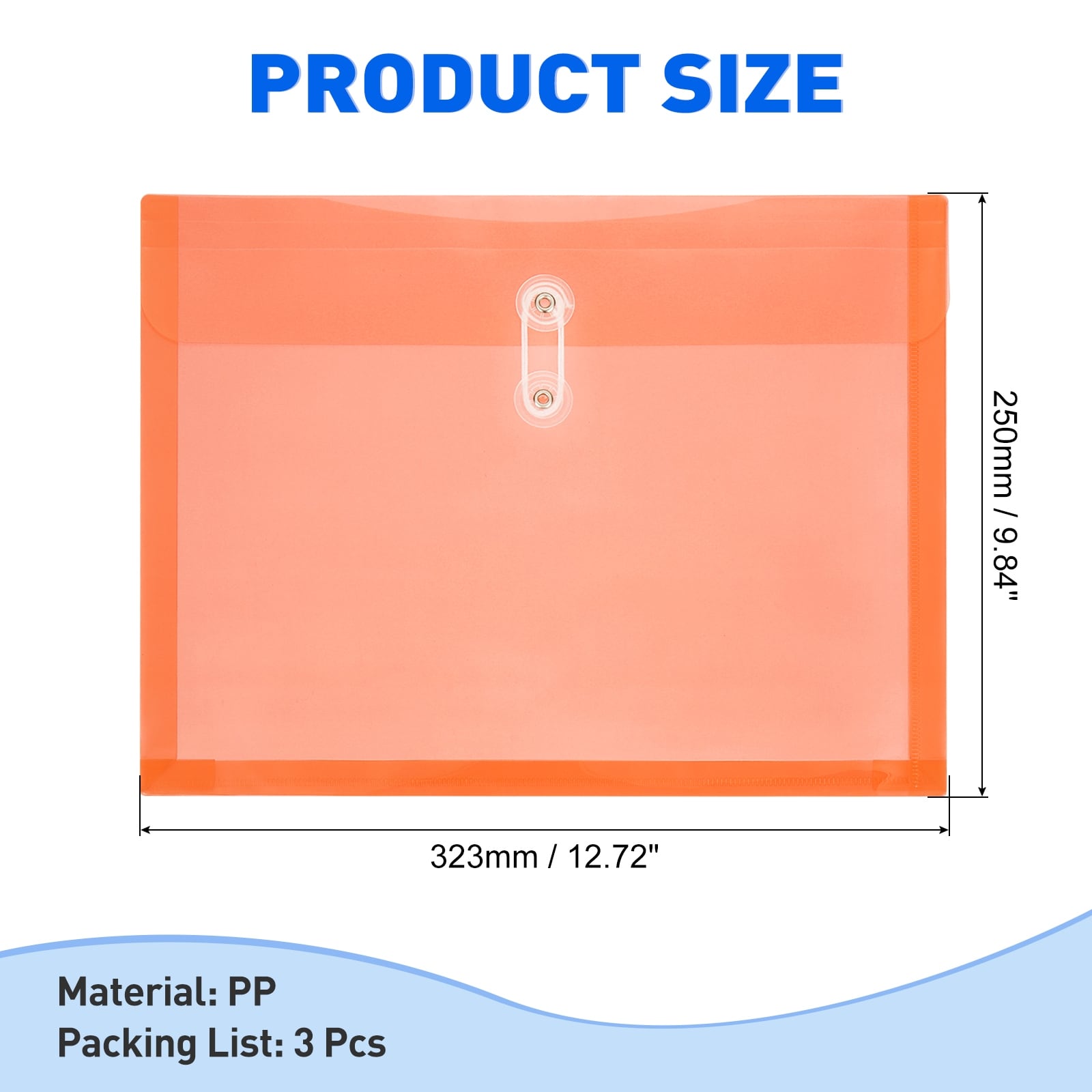 Plastic Envelopes with Button String Tie Closure, Letter A4 Size File Document Folders Envelopes for Home Work Office