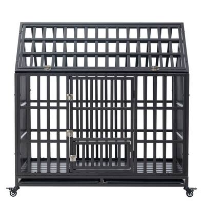 Heavy-Duty Dog Enclosure, Pet Crate with a Roof and a Window on the Top