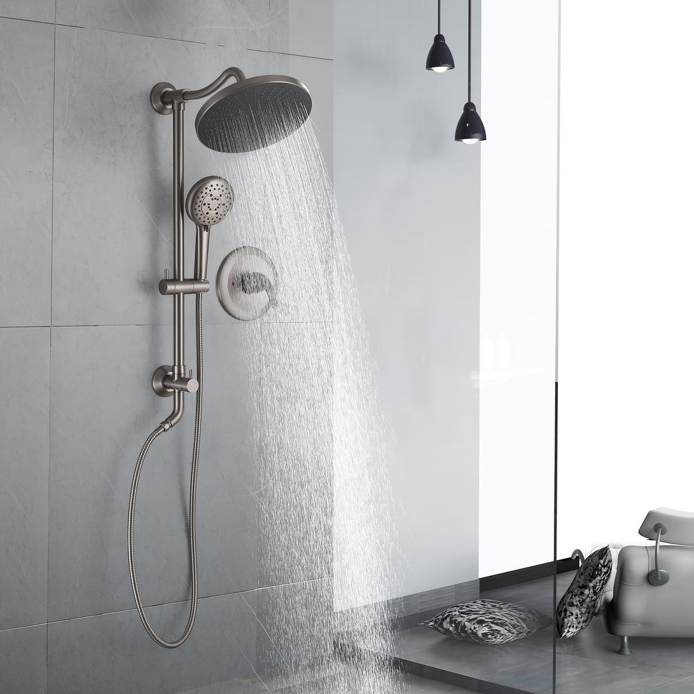 Pressure Balanced Rainfall Shower System with 5 Function Handheld Shower