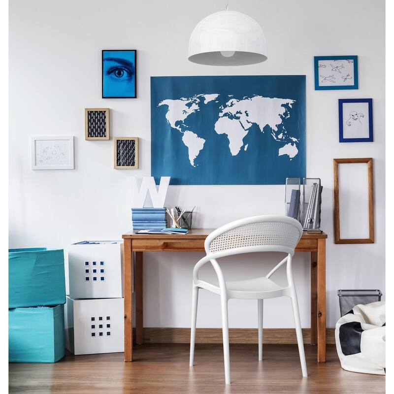 32.25" White Mesh Outdoor Patio Round Dining Chair