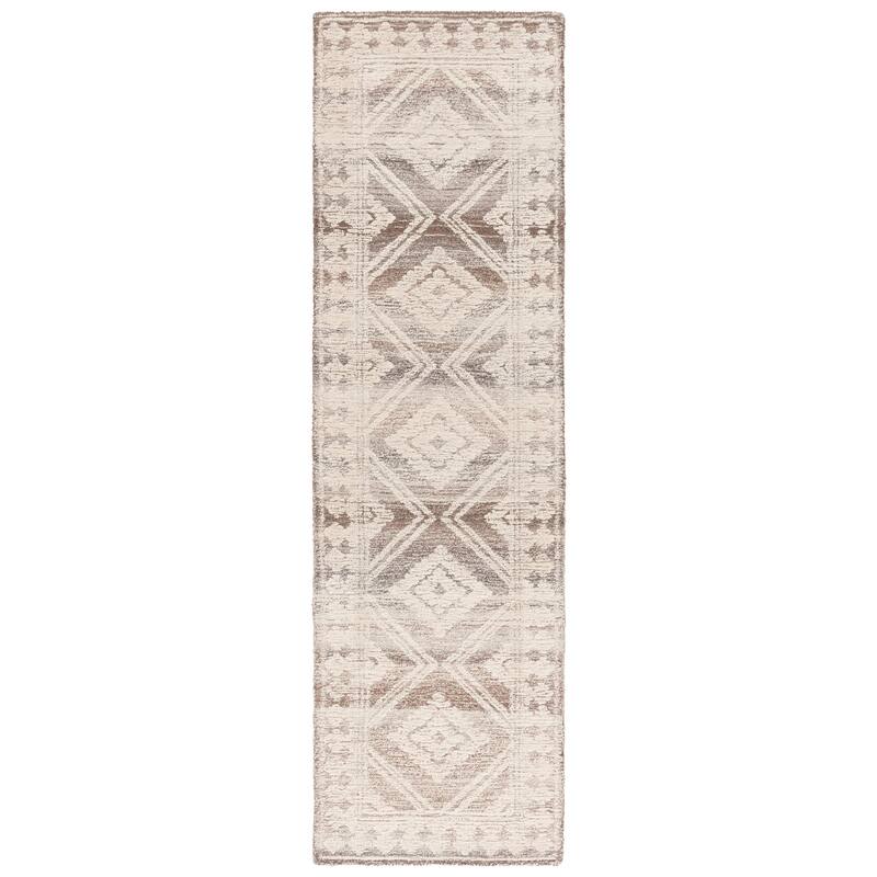 SAFAVIEH Handmade Kenya Lirie Southwestern Wool Rug - 2'3" x 8' Runner - Brown/Ivory