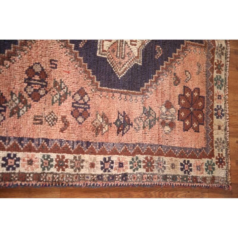 Tribal Pink Shiraz Persian Vintage Area Rug Handmade Wool Carpet - 3'7"x 4'7"