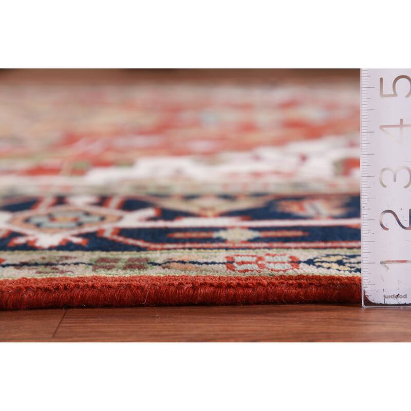 Hand Knotted Oriental 100% Wool Carpet Traditional Medallion Oranges & Rust Heriz (serapi) Area Rug - 11' 9'' X 8' 10''