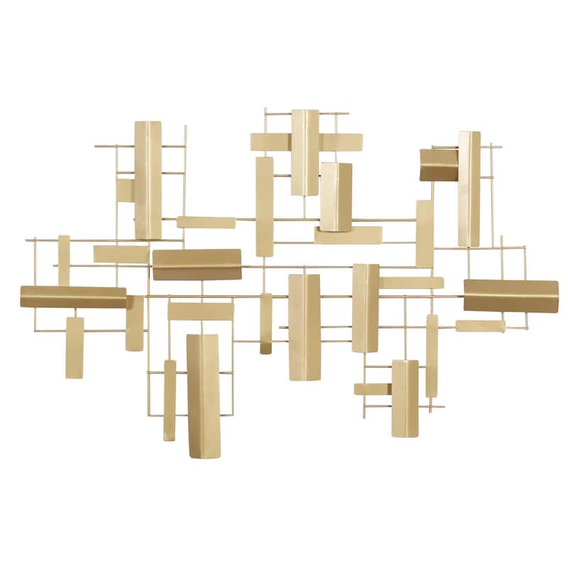 Metal Geometric 3D Stripe Home Wall Decor - Gold - CosmoLiving by Cosmopolitan - Gold