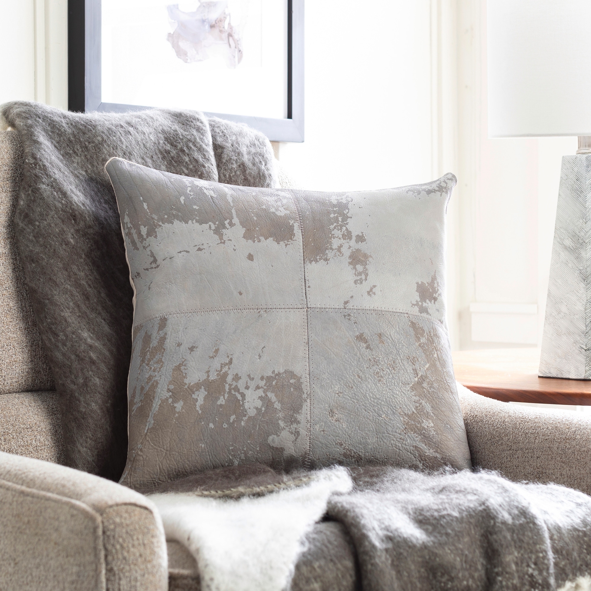 Genuine leather store throw pillows
