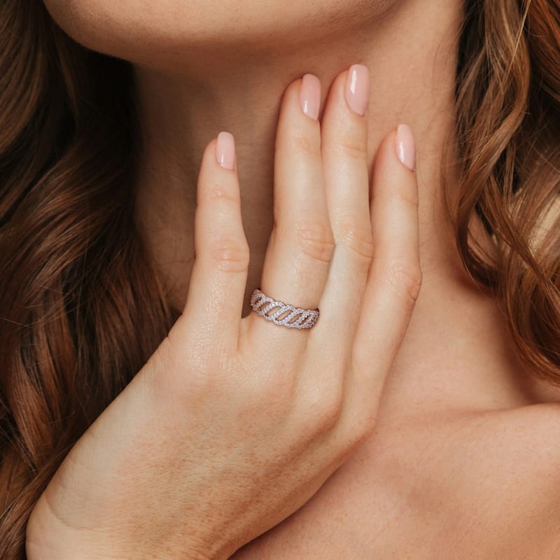 Miadora 1/3ct TDW Diamond Wave Ring in 10k White Gold