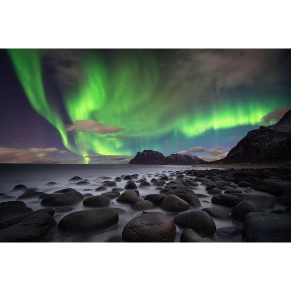 Rocky Coast Northern Lights Lantern Press Photography Art Print Multiple Sizes Available 9 X 12 Art Print