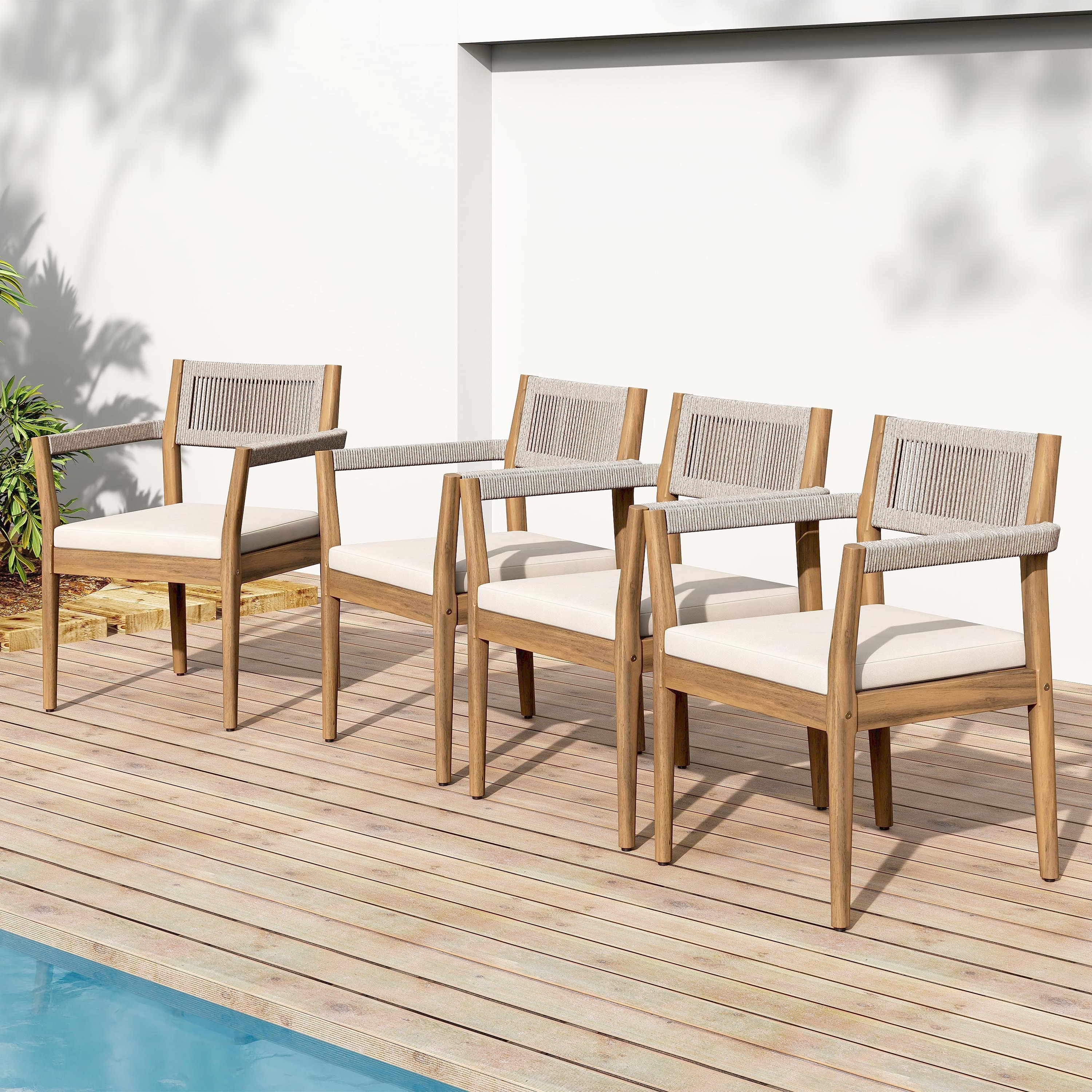 Outdoor Dining Chairs Set of 4 Side Chair Leisure Chair, Club Chair Lounge Chair Upholstered Chair with Cushions