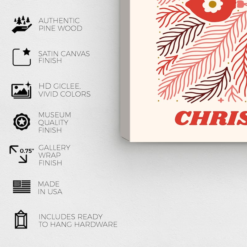 Wynwood Studio Canvas Holiday and Seasonal Merry Christmas Power Poster Red Modern & Contemporary Wall Art Canvas Print