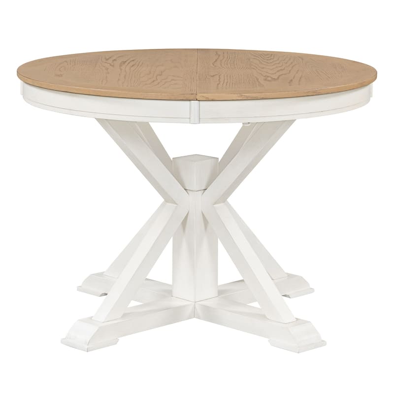 Retro Functional Extendable Dining Table with a 12" Leaf