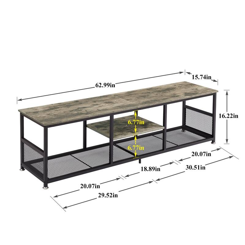 Javlergo TV Stand Industrial Entertainment Center Media Console Table with Storage and Mesh Shelf for Living Room/Bedroom, Grey