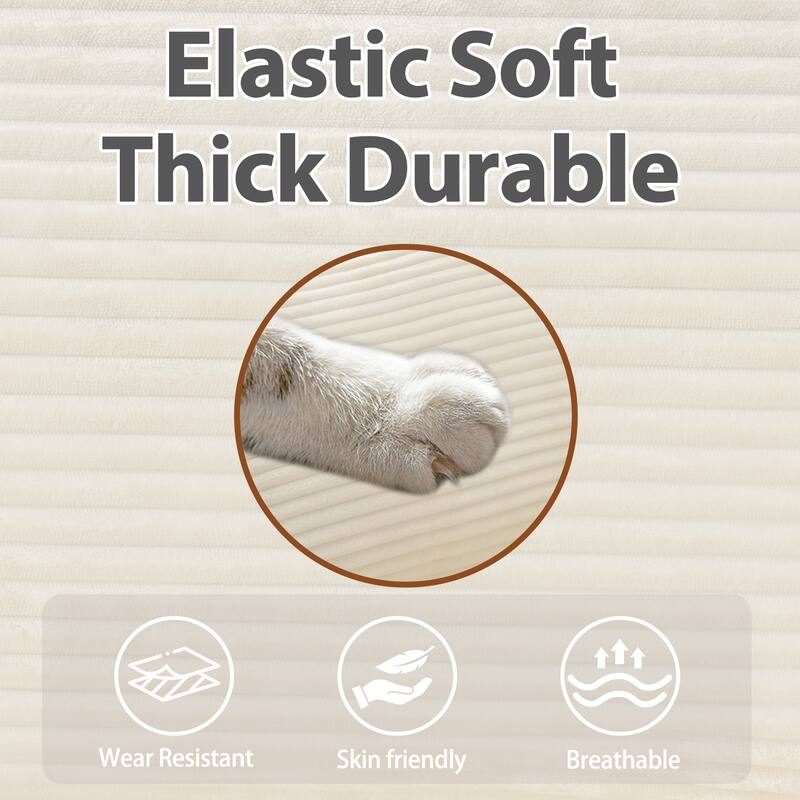 U-Shaped Modular Sectional Sofa with 2 Ottomans, Oversized Corduroy Upholstered Cloud Sofa, 4-Seater Sofa with 2 Throw Pillows