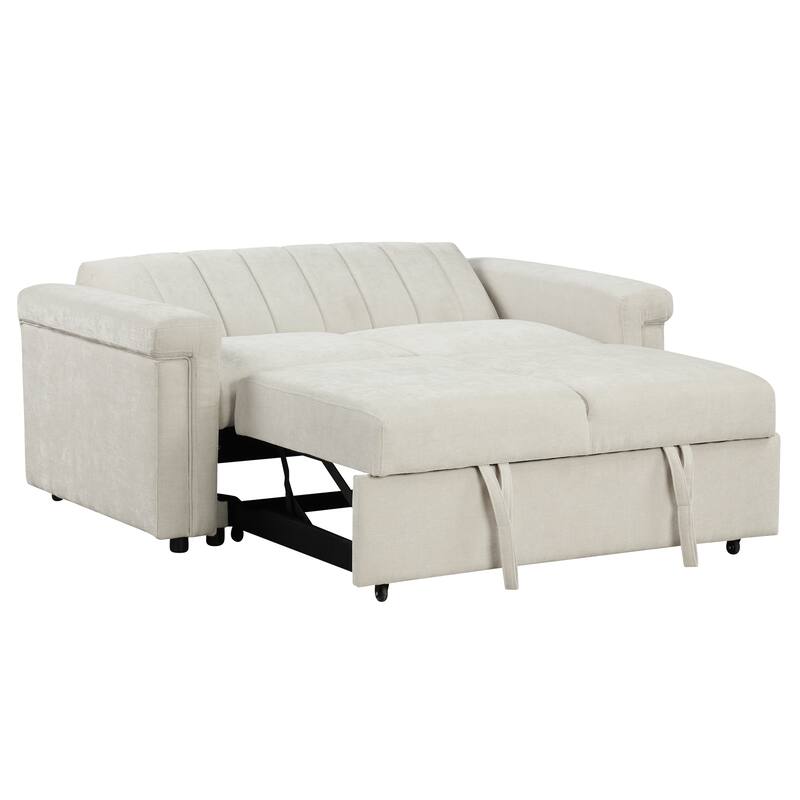 2-in-1 Convertible Sofa Pull Bed, Multi-Functional Loveseat Sofa, Upholstered 2-Seater Sofa with Adjustable Back