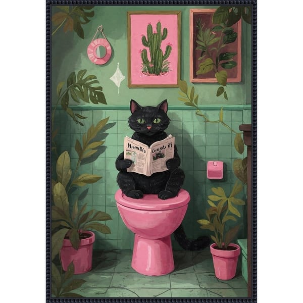 slide 2 of 13, Bathroom Cat No 4 by The Art Concept Framed Canvas Wall Art Print - Sylvie Beaded Black