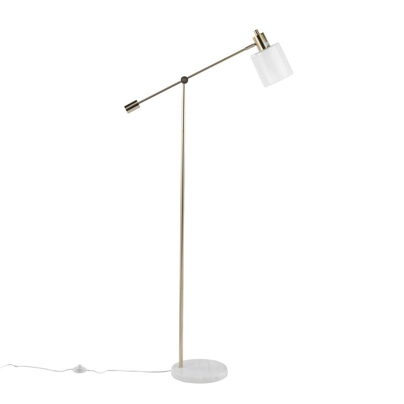 Lumisource Floor Lamp White Marble and Metal with Clear Frosted Glass - 29.5"Lx10.75"Wx73"H
