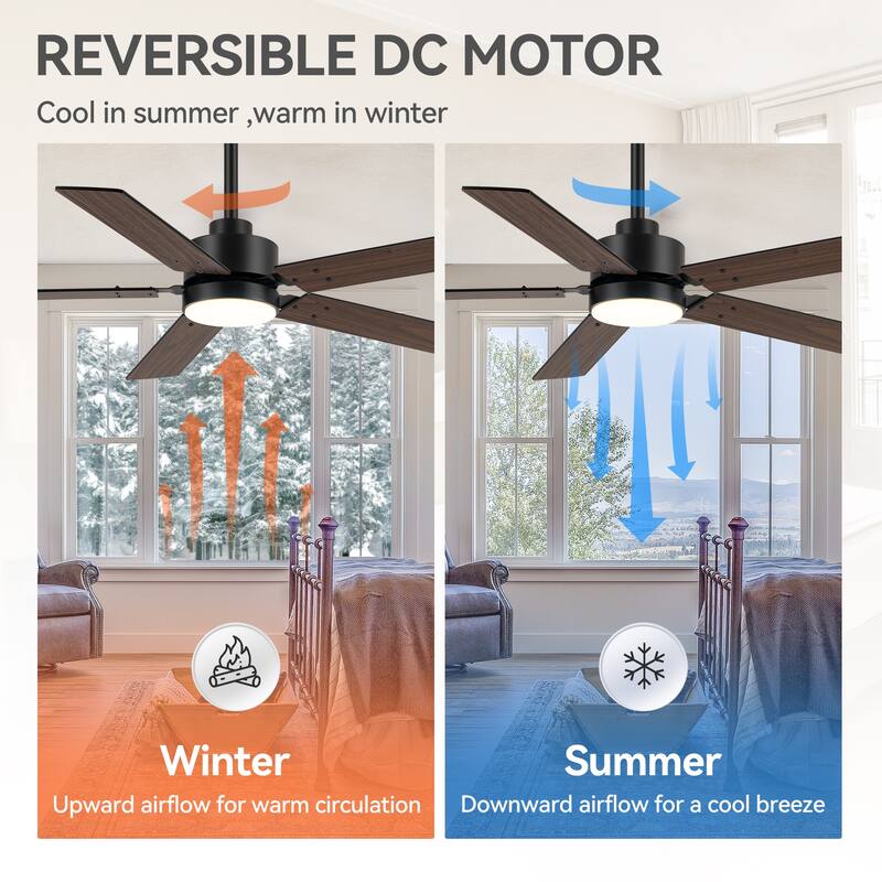 42/48/52/56/62-IN LED Ceiling Fan with Light Kit and Remote(5/7-Blade)