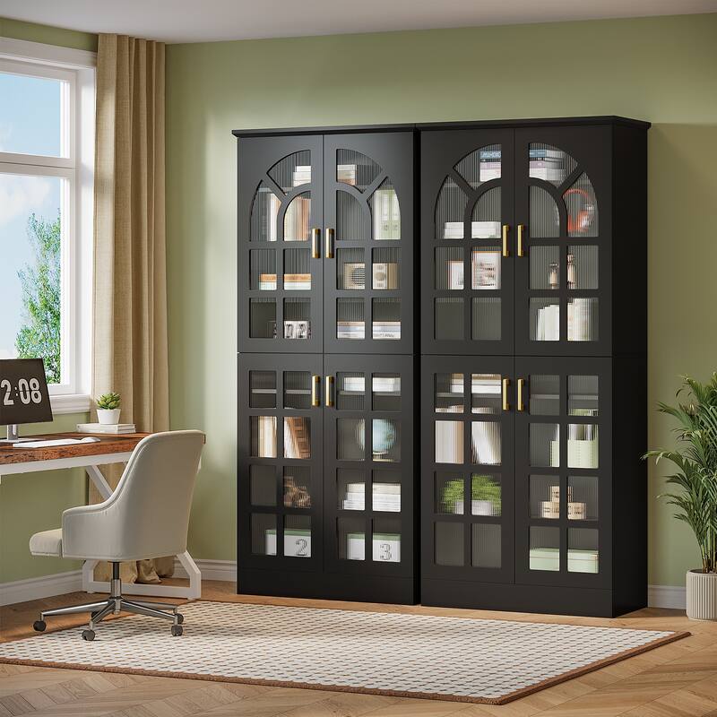 69" Tall Storage Cabinet with Doors, LED Lights, Adjustable Shelves