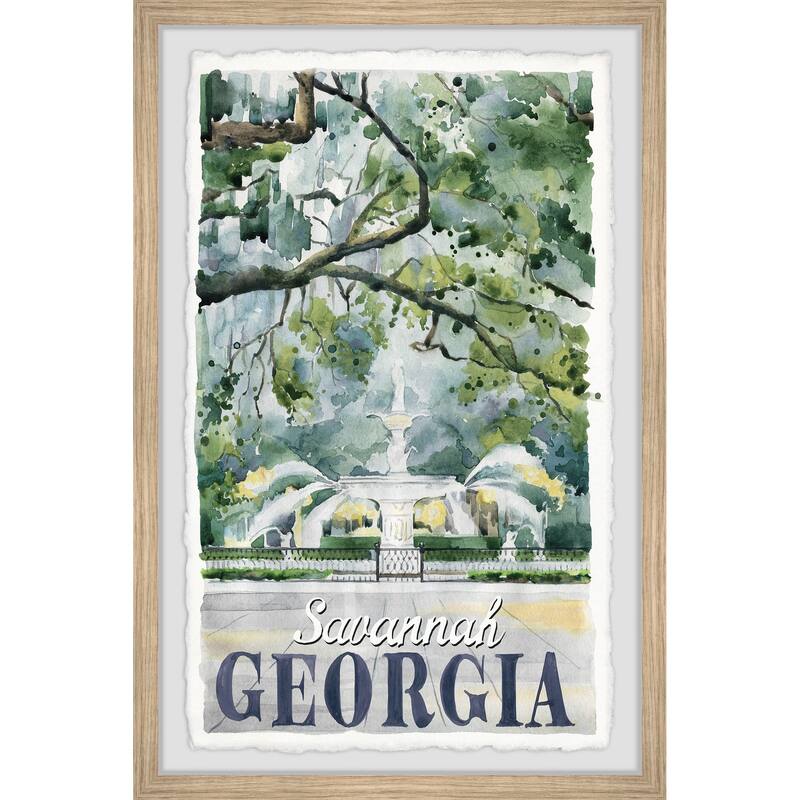 'Forsyth Park Fountain in Savannah, Georgia' Framed Painting Print