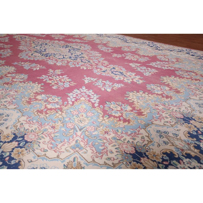 Vintage Kerman Persian Large Vintage Area Rug Hand-Knotted Wool Carpet - 9'8"x 15'11"