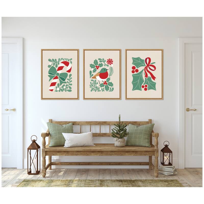 Kate and Laurel Sylvie Christmas Icons - 3 Piece Framed Canvas Art Set by Dominique Vari