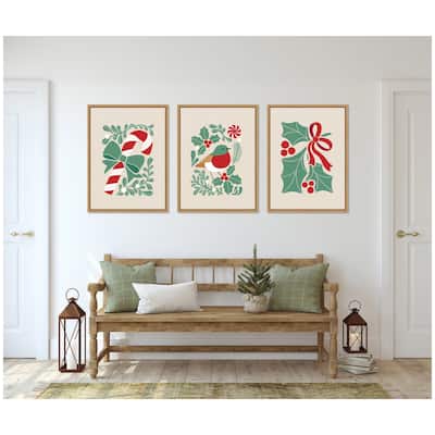 Kate and Laurel Sylvie Christmas Icons - 3 Piece Framed Canvas Art Set by Dominique Vari
