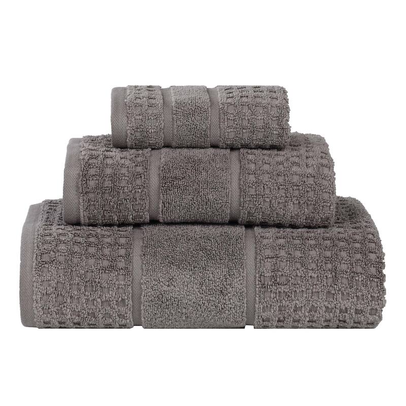 Superior Napa Zero Twist Cotton Waffle 3 Piece Bathroom Towel Set