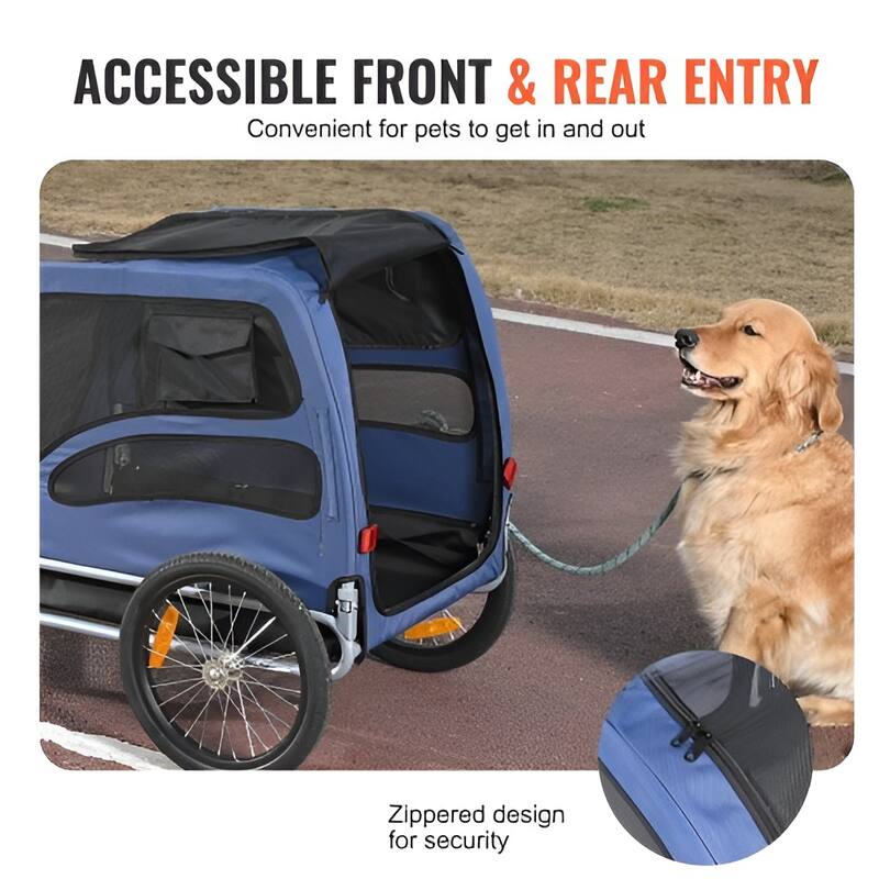 Dog Bike Trailer, Supports up to 100 lbs, Pet Cart Bicycle Carrier, Easy Folding Frame with Quick Release Wheels, Universal Bic