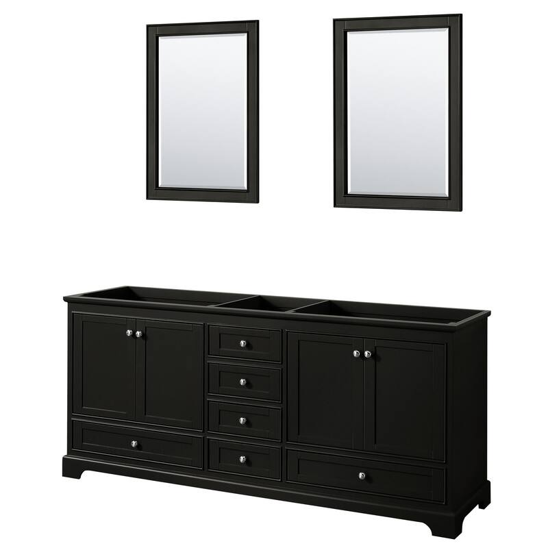 Wyndham Collection Deborah 79" Free Standing Double Wood Vanity - Dark Espresso / Polished Chrome Hardware