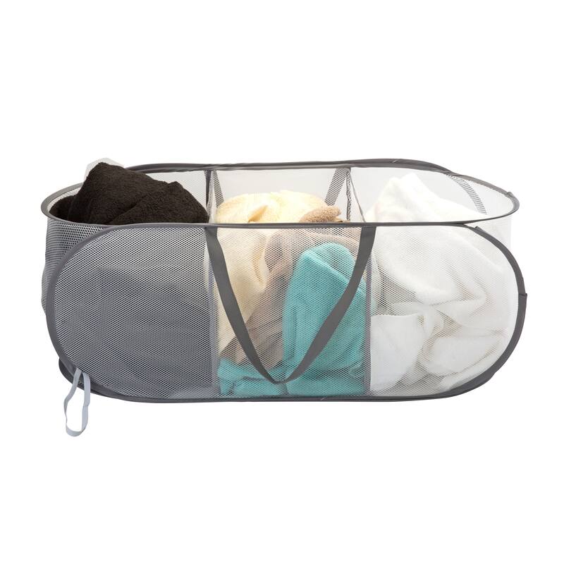 Laundry 360 3 Compartment Pop-Up Laundry Hamper - 33.8"x 13.7"x 13.7"