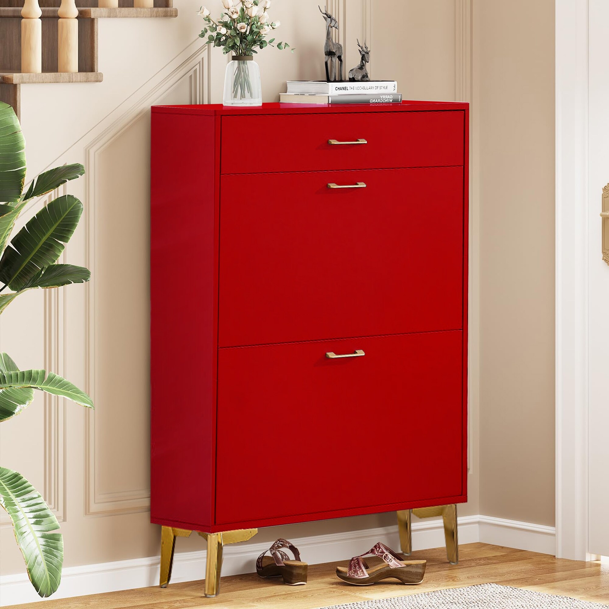 Freestanding Shoe Cabinet for Entryway, with 2 Flip Doors and