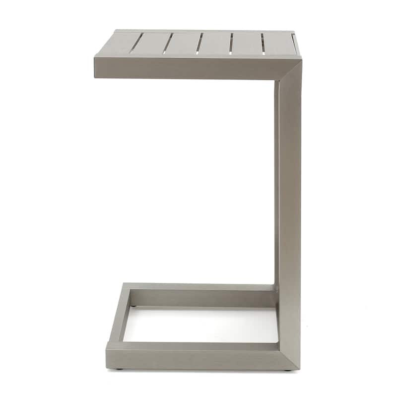 Cape Coral Outdoor Aluminum 3 Piece Chat Set with C Shaped Table by Christopher Knight Home