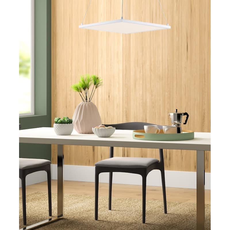 Wafer SQ 15"W 1-Light LED Pendant Light Fixture White Finish by Maxim