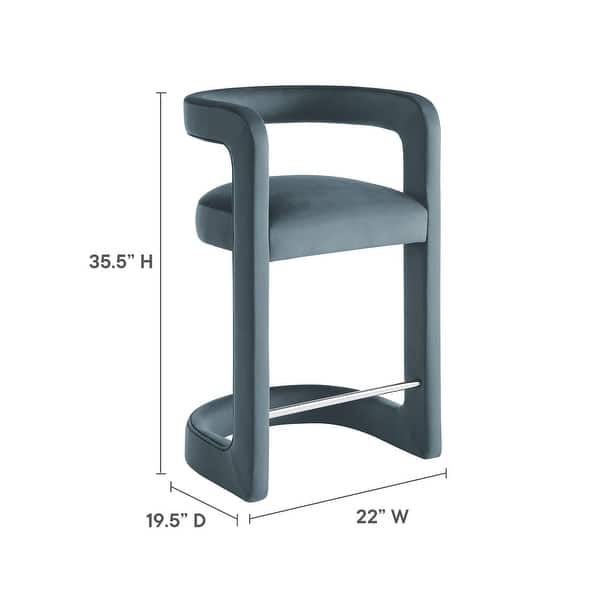 dimension image slide 4 of 6, Winslow Performance Velvet Counter Stool