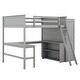 preview thumbnail 7 of 7, Gray Solid Pine Wood Loft Bed with Desk, Shelves, Wardrobe, and Guardrails