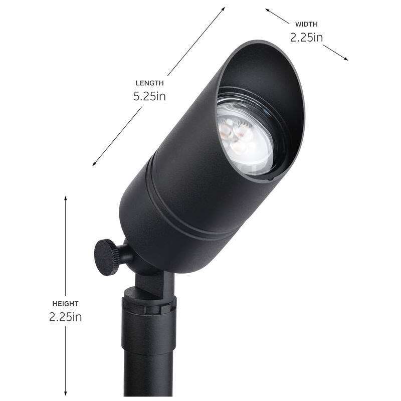 Kichler Lighting 5" Black Brass MR16 12V Drop-In Accent Fixture, Landscape Lighting, (2.25" x 5.25"), 15475BKB - 5.25