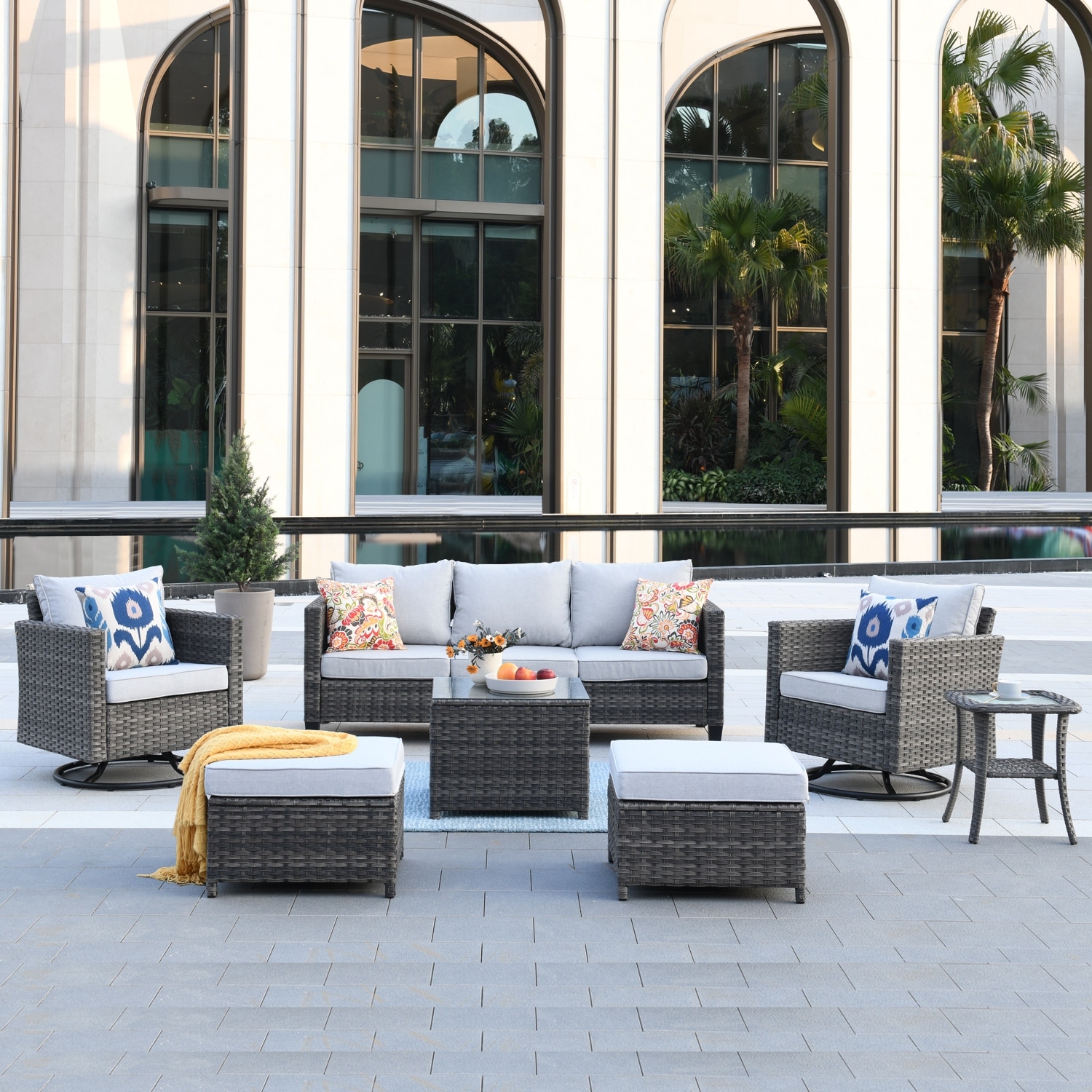 Patio furniture with best sale swivel rocking chairs