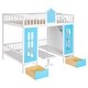 preview thumbnail 6 of 7, Blue Full Pine Bunk Bed with Changeable Table, Storage Staircase, Drawers