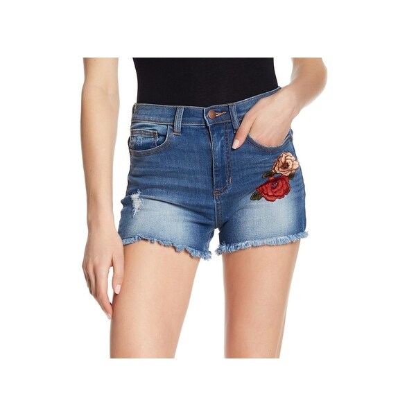 embroidered denim shorts womens