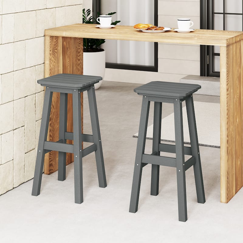Polytrends Laguna Hdpe All Weather Outdoor Patio 29" Square Bar Stool (Set Of 2)
