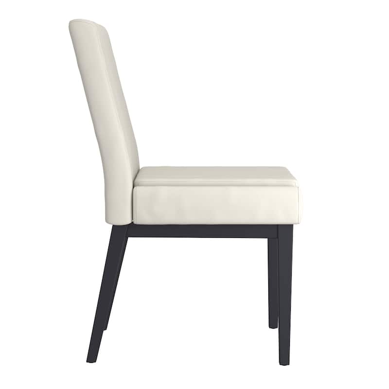 Contemporary Faux Leather and Metal Dining Chair, Set of 2 - N/A