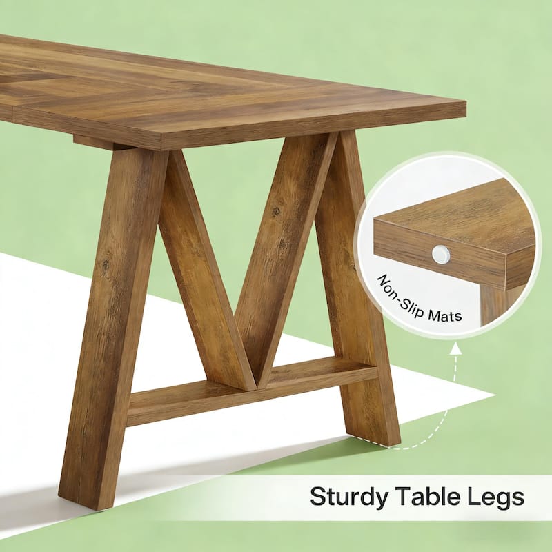 Home Office Table Dining Table, Coffee Table Greeting Table for 4-6, Wooden Kitchen Table with Stable Legs