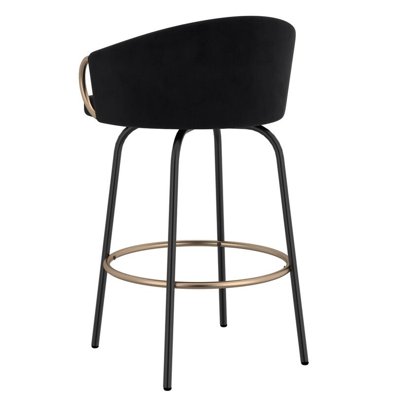 Set of 2 Contemporary Velvet & Metal 26" Counter Stool