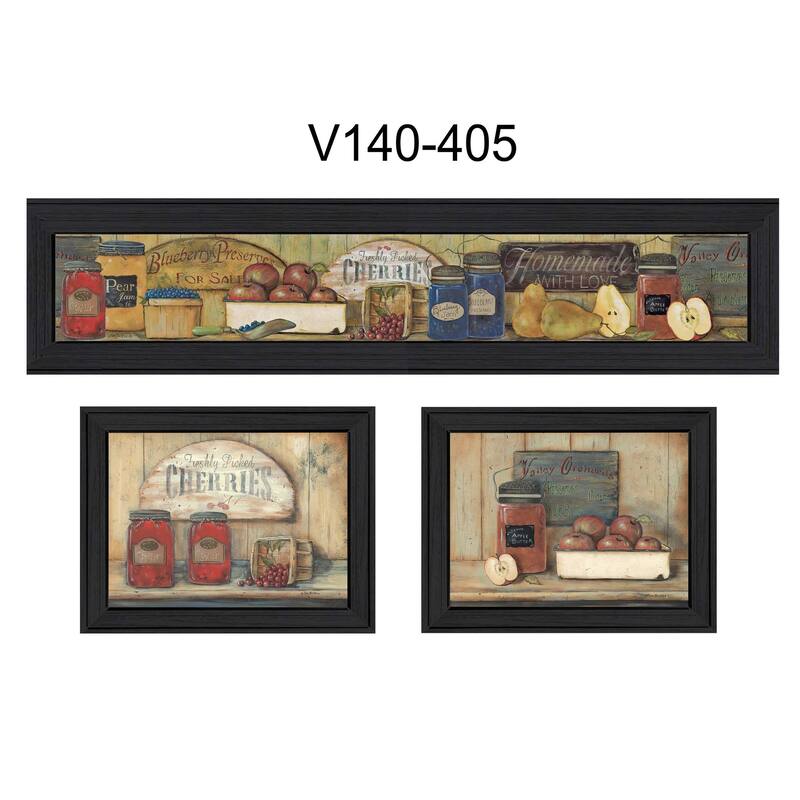 TrendyDecor4U Traditional "Kitchen Collection" 3-Piece Vignette by Pam Britton - Charcoal