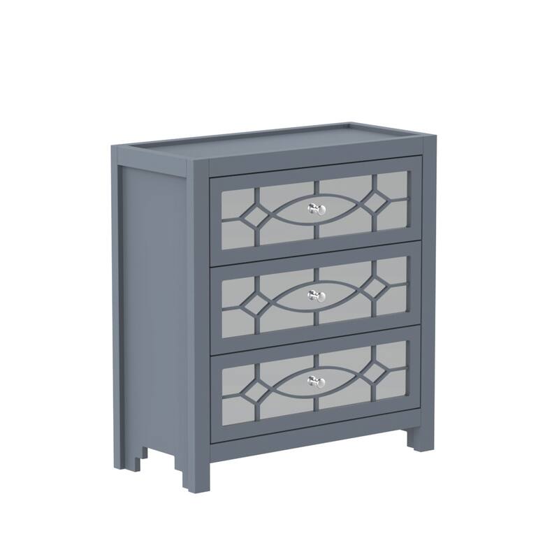 Timechee Nightstand Bedside Table Mirrored Cutout Chest Beside Table