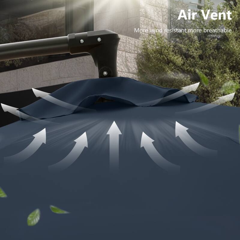MAISON ARTS 10ft Patio Offset Umbrella Cantilever Umbrellas Market Hanging Umbrella with Crank Handle & Base Include