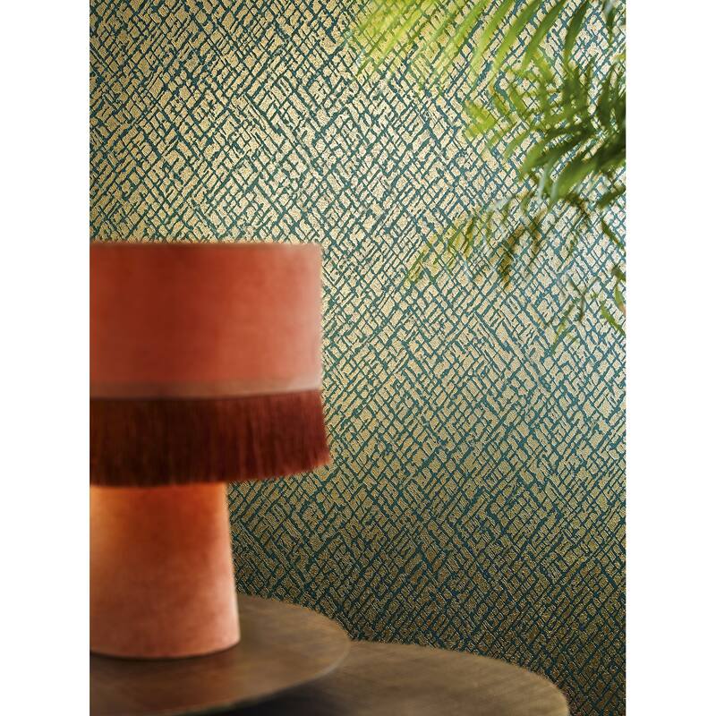 Galerie Wallcoverings Energy Collection Metallic Crosshatch Effect Wallpaper Roll - 33 feet long x 27.5 inches wide