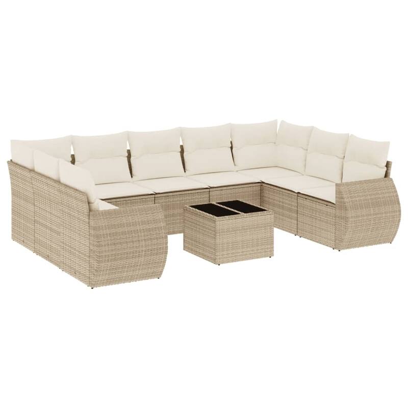 vidaXL Patio Sofa Set with Cushions Outdoor Conversation Furniture Poly Rattan