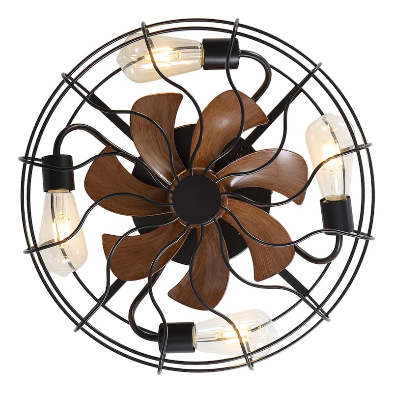 18.5"/23.6" Farmhouse Industrial Enclosed Caged Ceiling Fan with Light & Remote